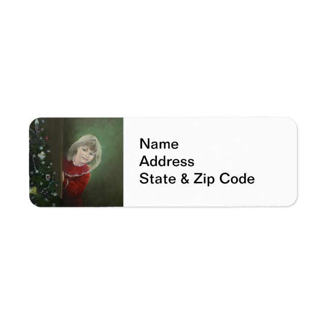 Christmas Morning Portrait Return Address Label (Front)
