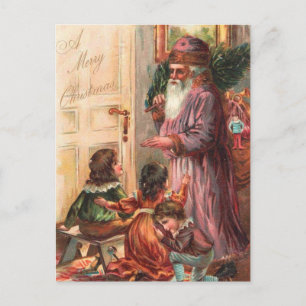Christmas Morning Santa Holiday Postcard