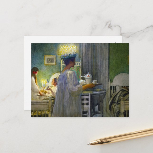 Christmas Morning, The Feast of Saint Lucy Holiday Postcard (Front/Back In Situ)