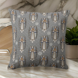 Christmas Morris Angel Snowflakes Steel Grey Cushion