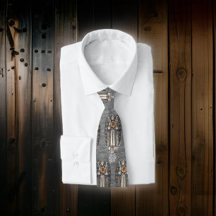  Christmas Morris Angel Snowflakes Steel Grey Tie