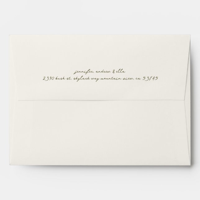 christmas moss green ink beige addressed custom envelope (Back (Top Flap))