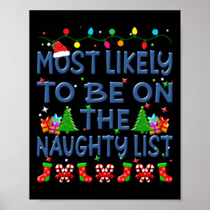 Christmas Most Likely To Be On The Naughty List Fa Poster