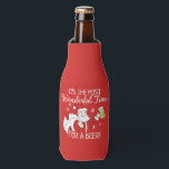 Christmas Most Wonderful Time for a Beer Santa Bottle Cooler<br><div class="desc">It's the Most Wonderful Time for a Beer! Santa Claus with his Christmas Gift Bag holding a beer. Fun design for beer lovers and beer drinkers for the Holiday Season. Fun and Funny Christmas illustration design. Christmas Humour Saying / Quote. The red background can be changed from red to any...</div>