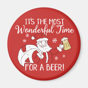 Christmas Most Wonderful Time for a Beer Santa Magnet