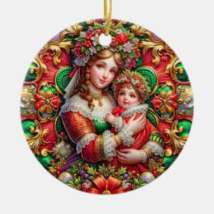 CHRISTMAS ~ Mother and Child 19th Century ~ Ceramic Ornament