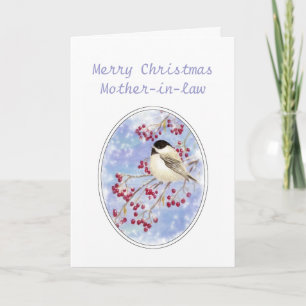 Christmas Mother-in-law Bird Berry Frosty Window Holiday Card