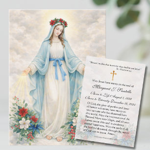 Christmas Mother Mary  Catholic Funeral Memorial  Business Card