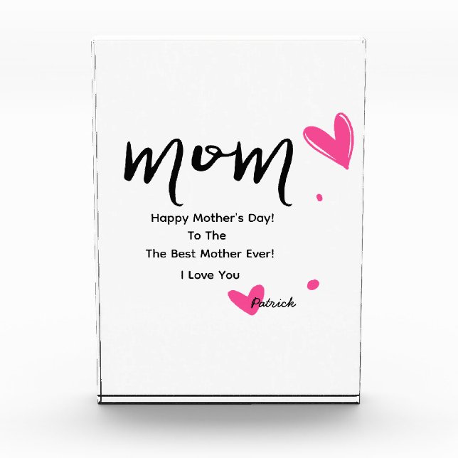 Christmas Mother's Day Photo Block - Pink Hearts! (Front)