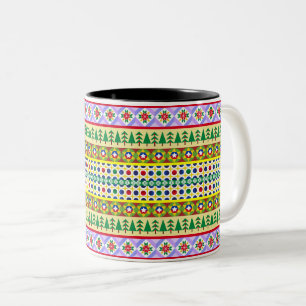 Christmas Motif Pattern Two-Tone Coffee Mug