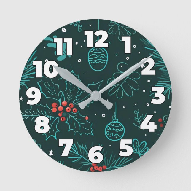Christmas motif Replace with your picture Round Clock (Front)
