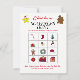 Christmas Motif Scavenger Hunt Game Card