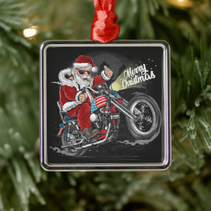 Christmas Motorcycle Metal Ornament