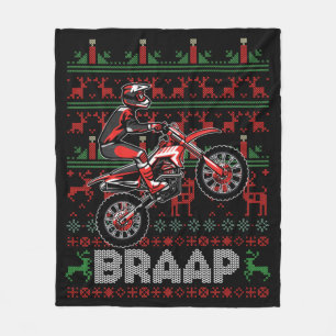 Christmas Motorcycle Motocross Braap Dirt Bike Fleece Blanket
