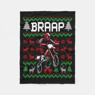 Christmas Motorcycle Motocross Braap Dirt Bike Fleece Blanket
