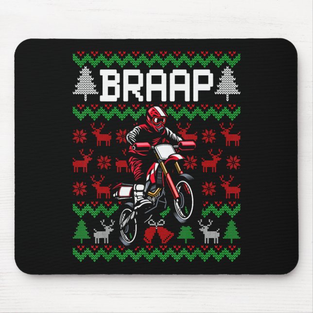 Christmas Motorcycle Motocross Braap Dirt Bike  Mouse Pad (Front)