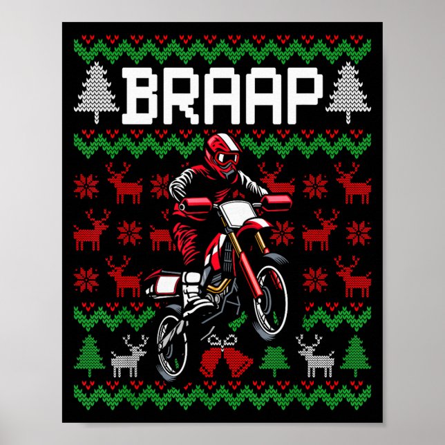 Christmas Motorcycle Motocross Braap Dirt Bike  Poster (Front)
