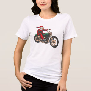 Christmas Motorcycle Rider Graphic Santa Tri-Blend Shirt