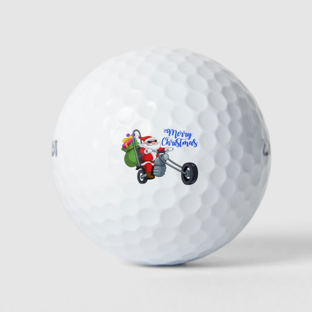 christmas motorcycle santa golf balls (Front)