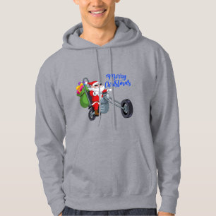 christmas motorcycle santa hoodie