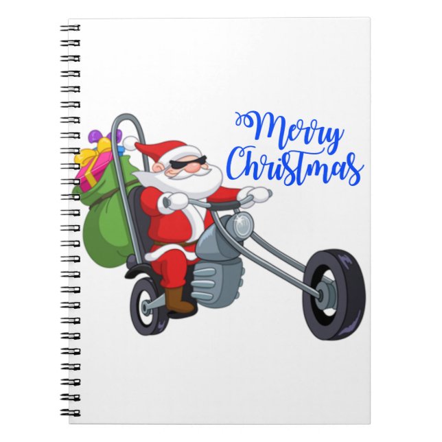 christmas motorcycle santa notebook (Front)
