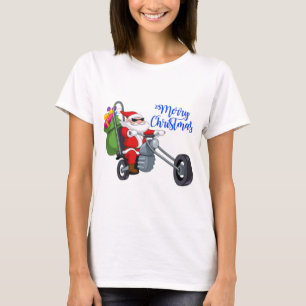 christmas motorcycle santa T-Shirt