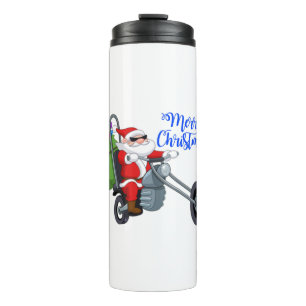 christmas motorcycle santa thermal tumbler