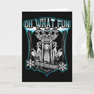 Christmas Motorcycle Skull Santa Oh What Fun Skele Card