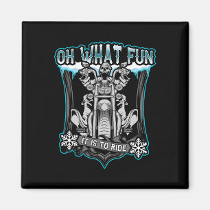 Christmas Motorcycle Skull Santa Oh What Fun Skele Magnet