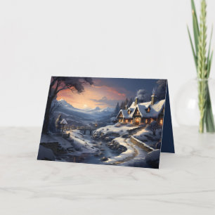 Christmas Mountain Cottage Holiday Card