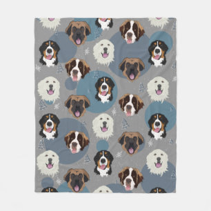 Christmas Mountain Dogs Fleece Blanket