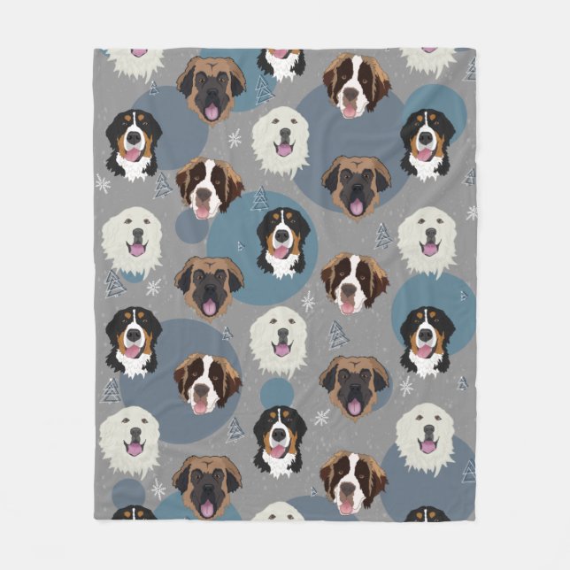 Christmas Mountain Dogs Fleece Blanket (Front)