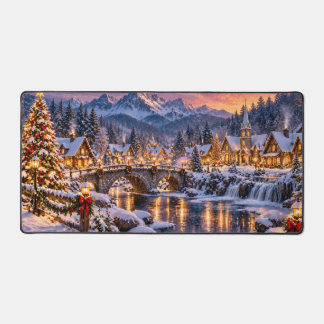 Christmas Mountain Village Desk Mat