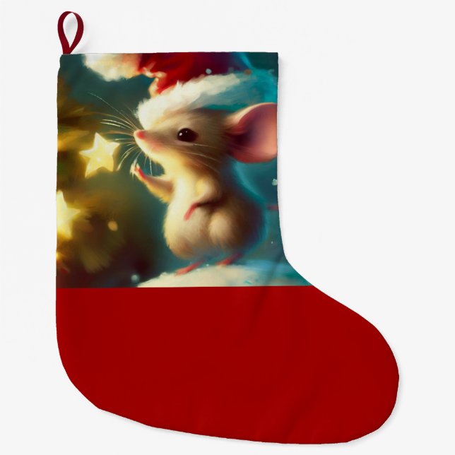 Christmas Mouse 1 Large Christmas Stocking (Front)