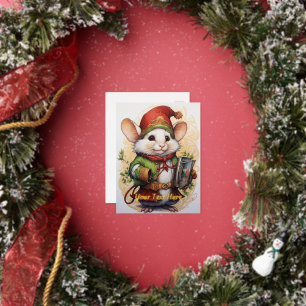 Christmas Mouse 2 Foil Holiday Postcard