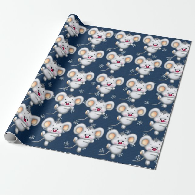 Christmas Mouse 2 Wrapping Paper (Unrolled)