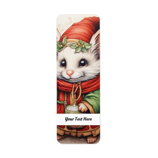 Christmas Mouse 3 Your Text Here Return Address Label (Front)