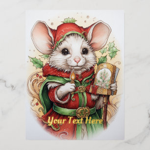 Christmas Mouse 48 Foil Holiday Postcard