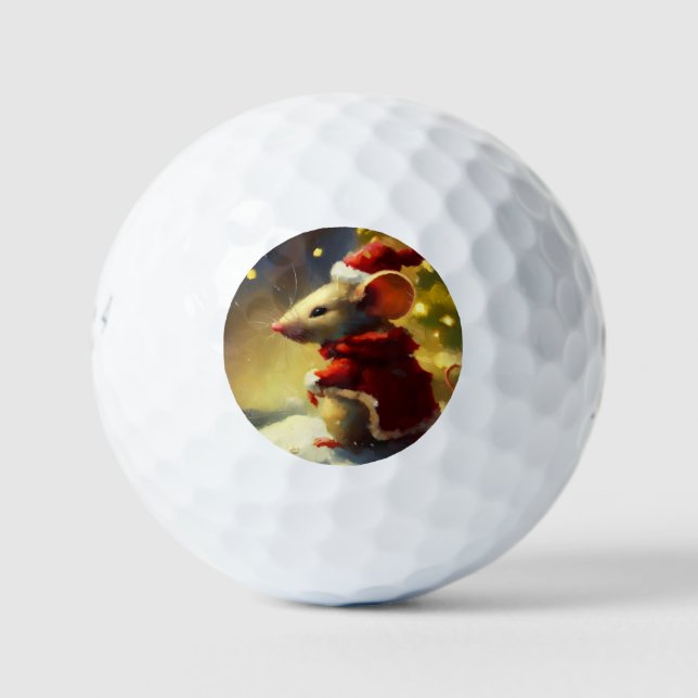 Christmas Mouse (4) Golf Balls (Front)