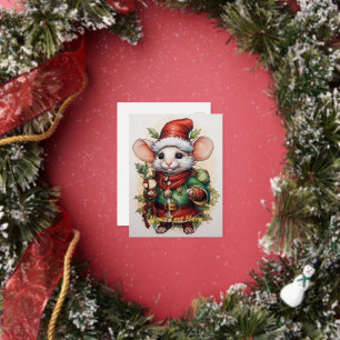 Christmas Mouse 50 Foil Holiday Postcard