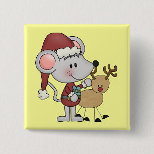 Christmas Mouse and 15 Cm Square Badge