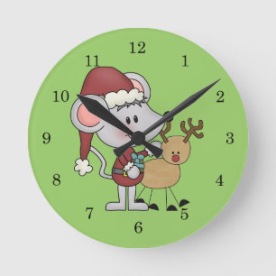 Christmas Mouse and Round Clock