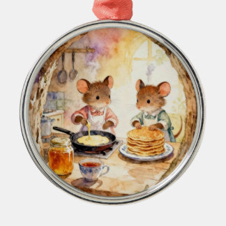 Christmas Mouse Couple Metal Ornament