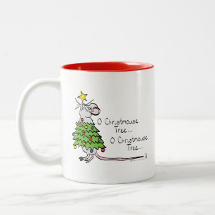 Christmas Mouse Cute Funny Holiday Two-Tone Coffee Mug