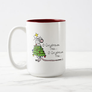 Christmas Mouse Cute Funny Holiday Two-Tone Coffee Mug