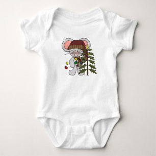 Christmas Mouse Decorating Tree Baby Bodysuit