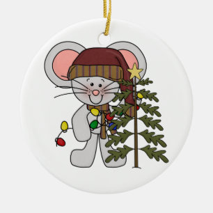 Christmas Mouse Decorating Tree Ceramic Tree Decoration