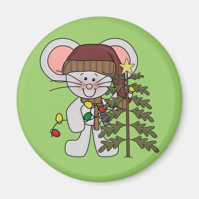 Christmas Mouse Decorating Tree Magnet (Front)