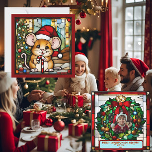 Christmas Mouse Faux Stained Glass