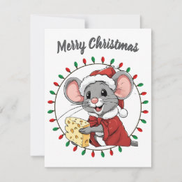 Christmas Mouse Gets the Cheese Greeting Card